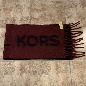 Michael Kors NEW Deep Red Fuzzy huge blanket Scarf with Fringe 62 inch